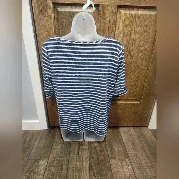 Croft & Barrow striped 3/4 sleeve top size large Accent Front Pocket - Picture 3 of 6